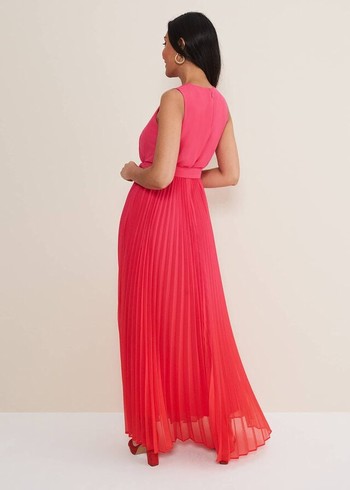 Phase Eight Petite Piper Ombre Dress Red/Pink Canada | BZGLIY-981